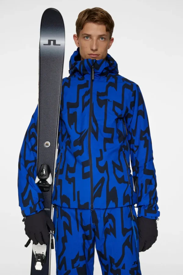 Ski | Jackor-J.Lindeberg Ace Jacket Printed Glitch Bridge Blue