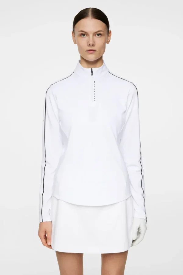 Golf | Bas- Och Mellanlager-J.Lindeberg Adiola Quarter Zip Mid Layer White
