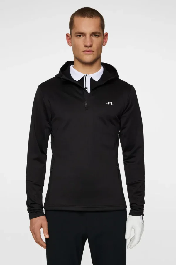 Golf | Bas- Och Mellanlager-J.Lindeberg Aerial Quarter Zip Hood Black