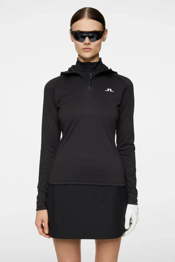 Golf | Bas- Och Mellanlager-J.Lindeberg Agnes Quarter Zip Hood Black