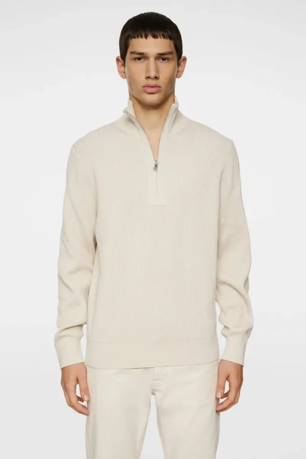 Stickat | Överdelar-J.Lindeberg Alex Half Zip Knitted Sweater Moonbeam