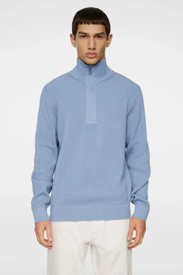 Stickat | Överdelar-J.Lindeberg Alex Half Zip Knitted Sweater Rain Washed