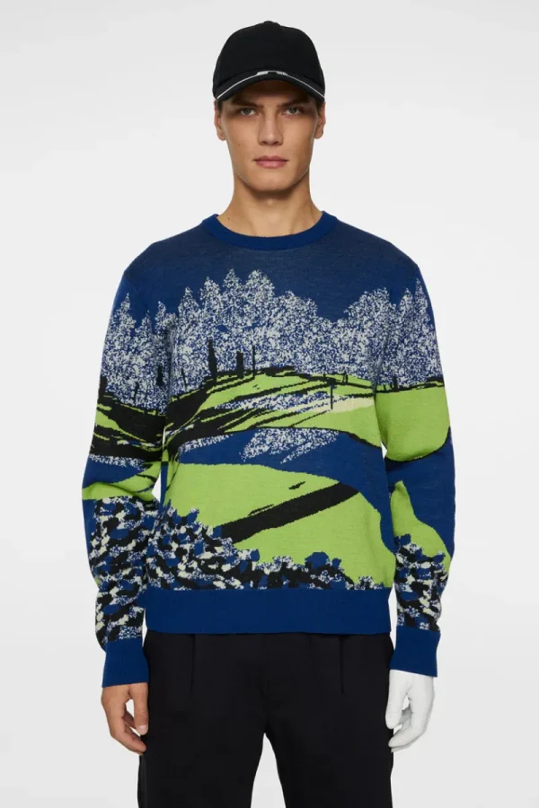 Golf | Stickat-J.Lindeberg Alexander Jacquard Sweater Watercolor Jacquard Estate