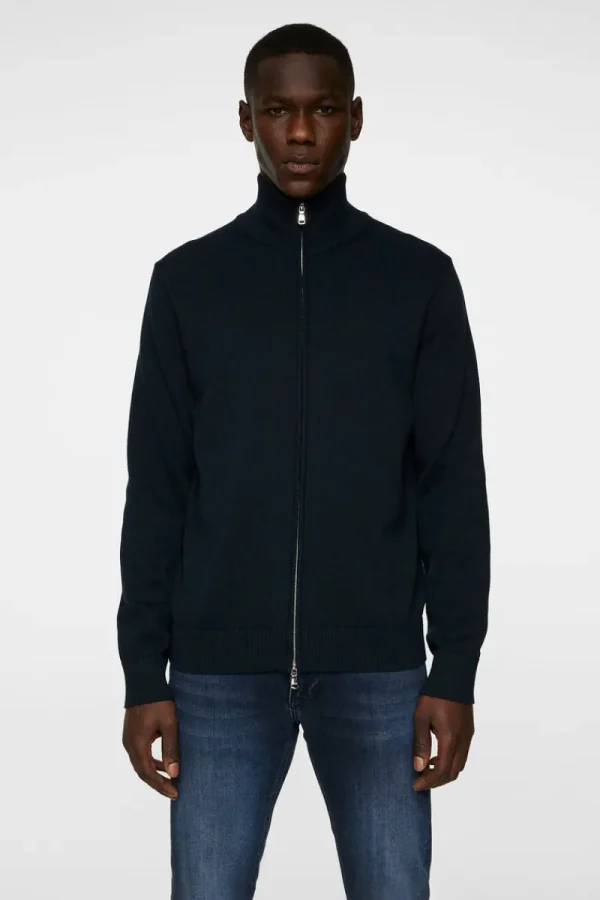 Stickat | Överdelar-J.Lindeberg Alexis Full Zip Cardigan JL Navy