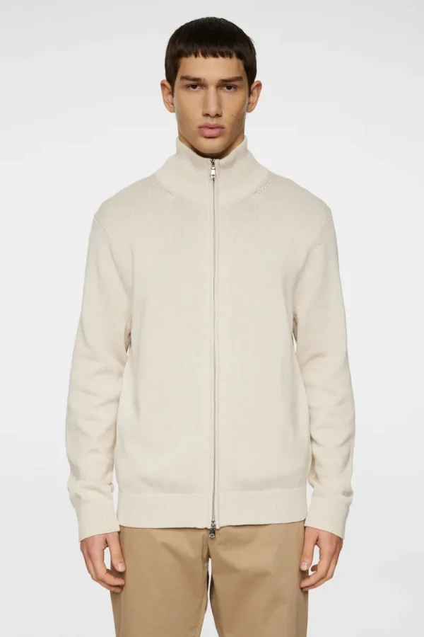 Stickat | Överdelar-J.Lindeberg Alexis Full Zip Cardigan Moonbeam