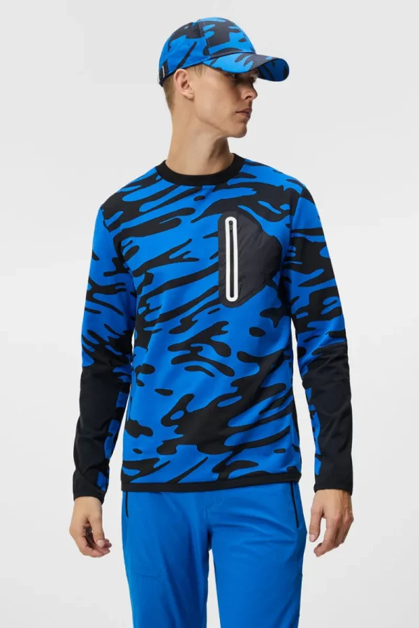 Bas- Och Mellanlager | Outdoor-J.Lindeberg Alonso Jacquard Crew Neck Neptune Nautical Blue