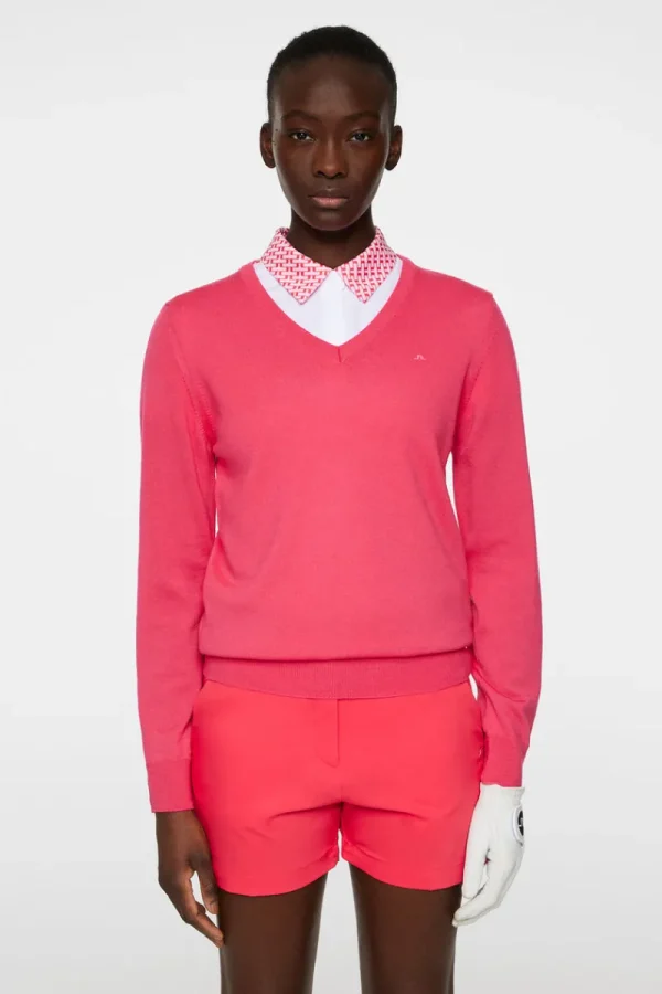 Golf | Stickat-J.Lindeberg Amaya Knitted Sweater Azalea