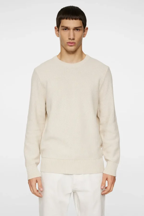 Stickat | Överdelar-J.Lindeberg Arthur Knit Org Cotton Moonbeam