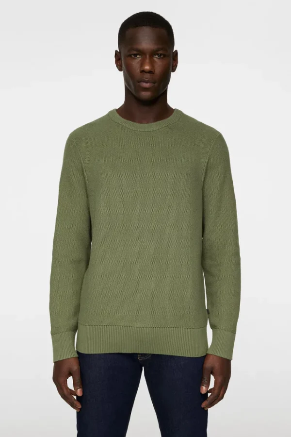 Stickat | Överdelar-J.Lindeberg Arthur Knit Org Cotton Olivine