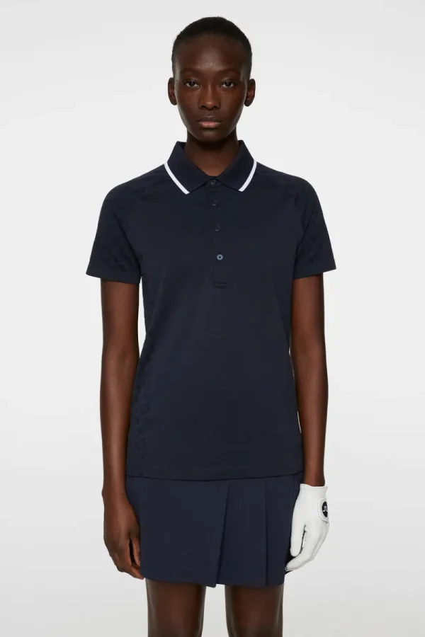 Golf | Överdelar-J.Lindeberg Baily seamless Polo Tour Geo Jacquard Navy M