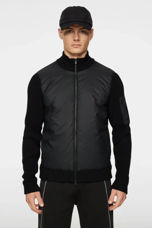 Stickat | Överdelar-J.Lindeberg Beck Knitted Hybrid Jacket Black