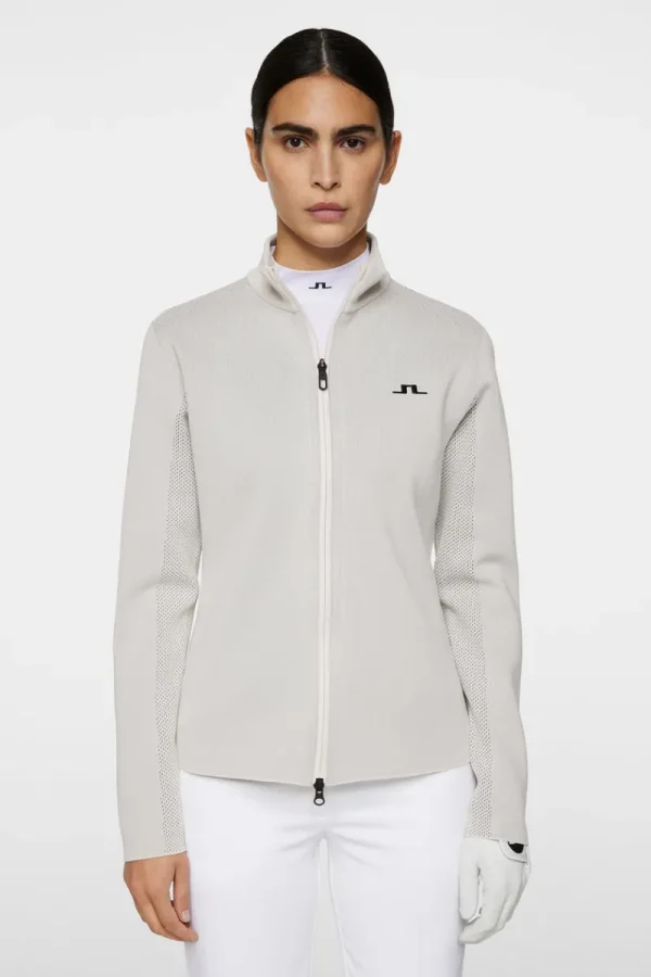 Golf | Stickat-J.Lindeberg Bell Tech Knit Zip Sweater Moonbeam