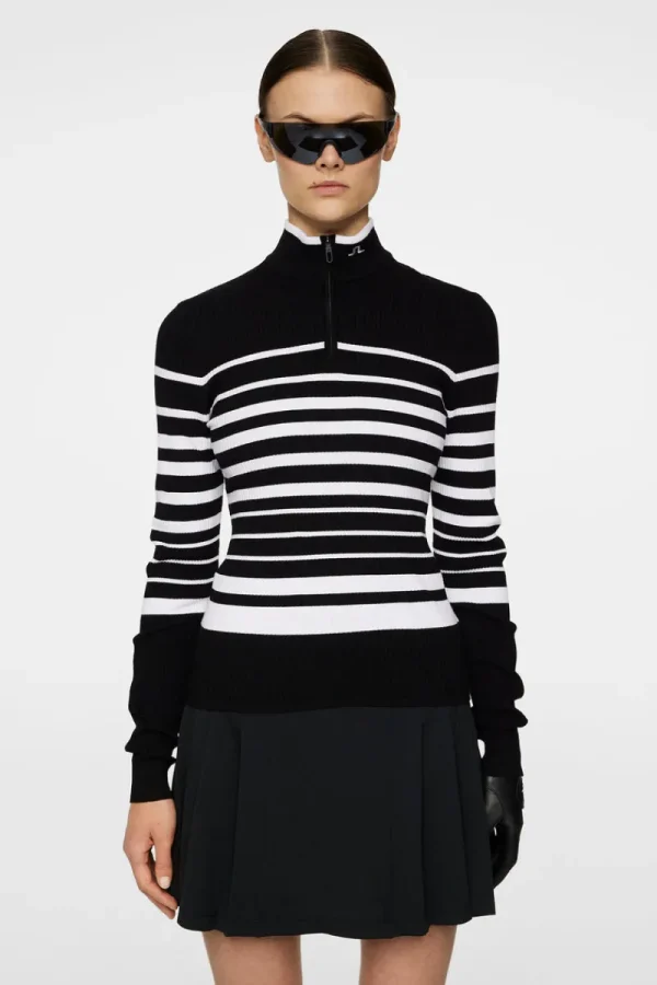 Golf | Överdelar-J.Lindeberg Cheryl Knitted Zip Sweater Black