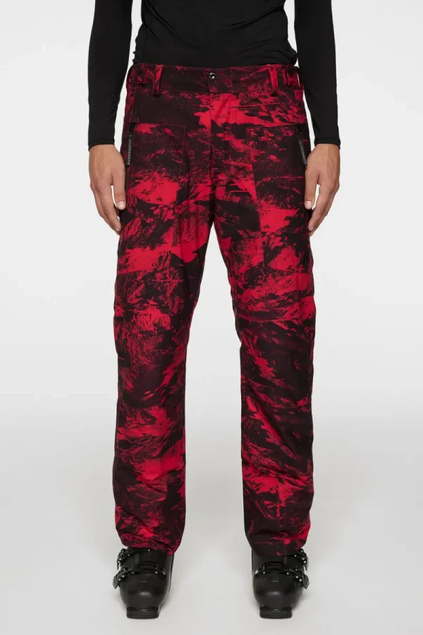 Ski | Underdelar-J.Lindeberg Clarke Pant Printed Mountain Glitch Red