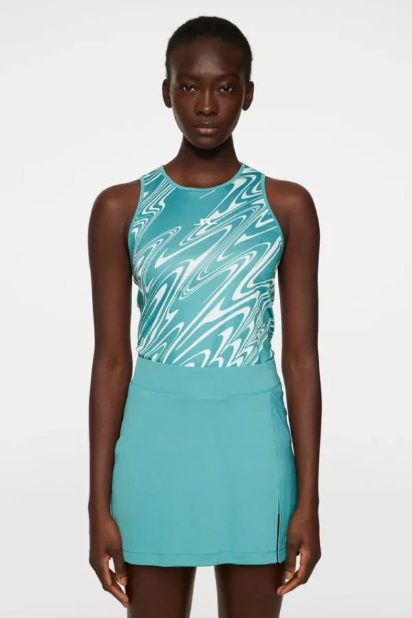 Överdelar | Tennis-J.Lindeberg Delia Printed Tank Top Liquify Teal L