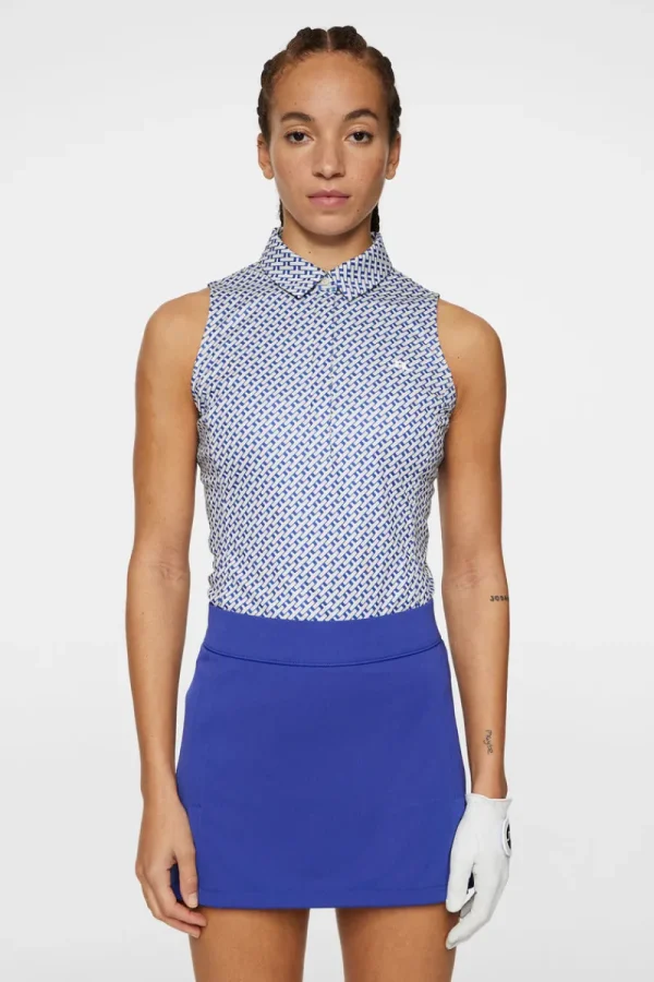 Golf | Linnen-J.Lindeberg Dena Print Sleeveless Top Tour Geo Moonbeam S