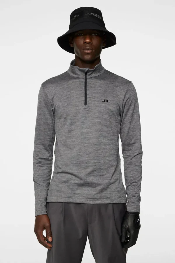 Golf | Ski-J.Lindeberg Destry Zip Mid Layer Dark Grey Melange