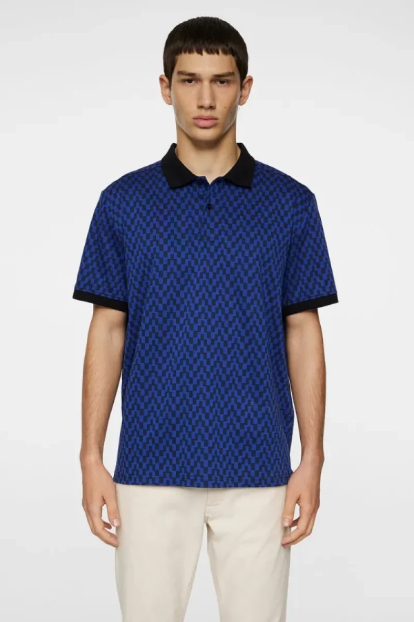 Pikétröjor | Överdelar-J.Lindeberg Devon Jacquard Polo Bridge Stack Blue