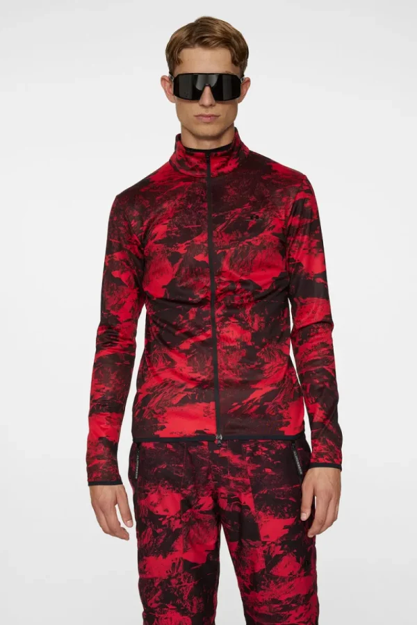 Ski | Bas & Mellanlager-J.Lindeberg Eddie Print Mid Layer Mountain Glitch Red