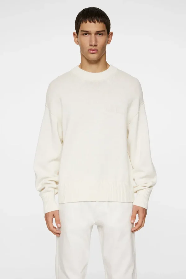 Överdelar | Stickat-J.Lindeberg Eddy Cotton Wool Crew Neck White