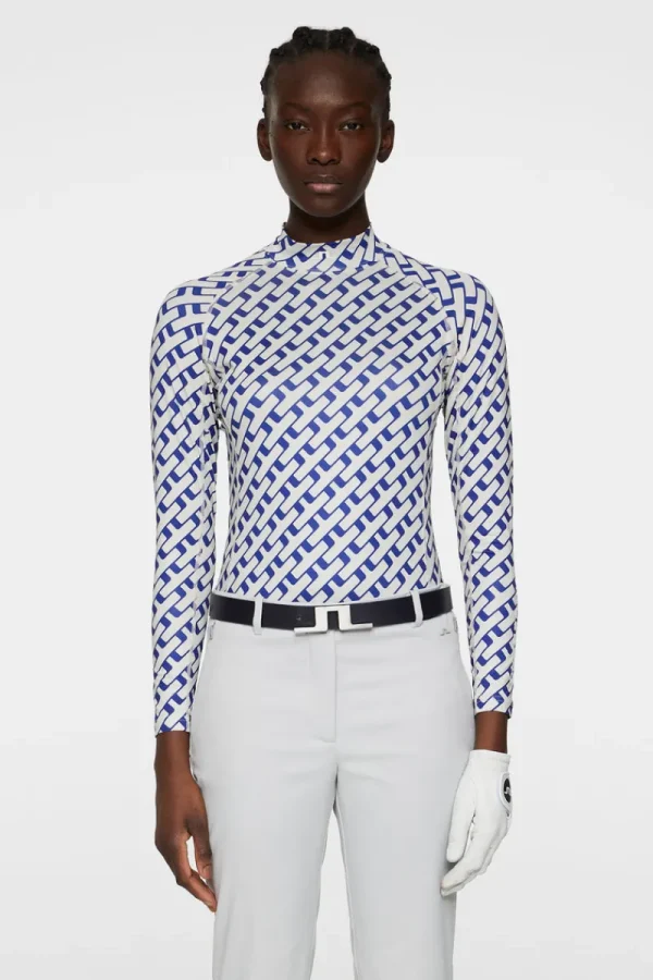 Golf | Bas- Och Mellanlager-J.Lindeberg Ella Print Compression Top Tour Geo Moonbeam M