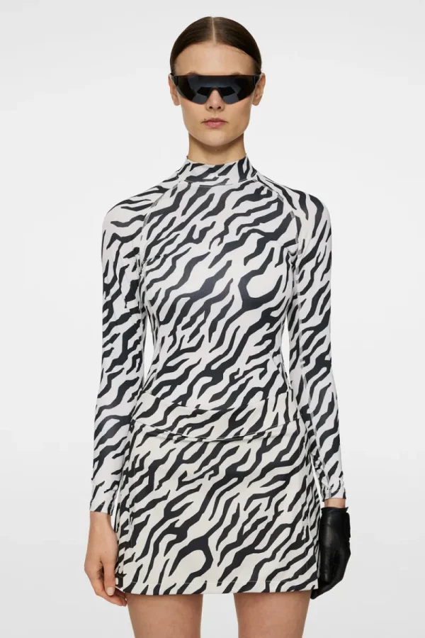 Golf | Bas- Och Mellanlager-J.Lindeberg Ella Print Compression Top Tour Tiger Moonbeam M