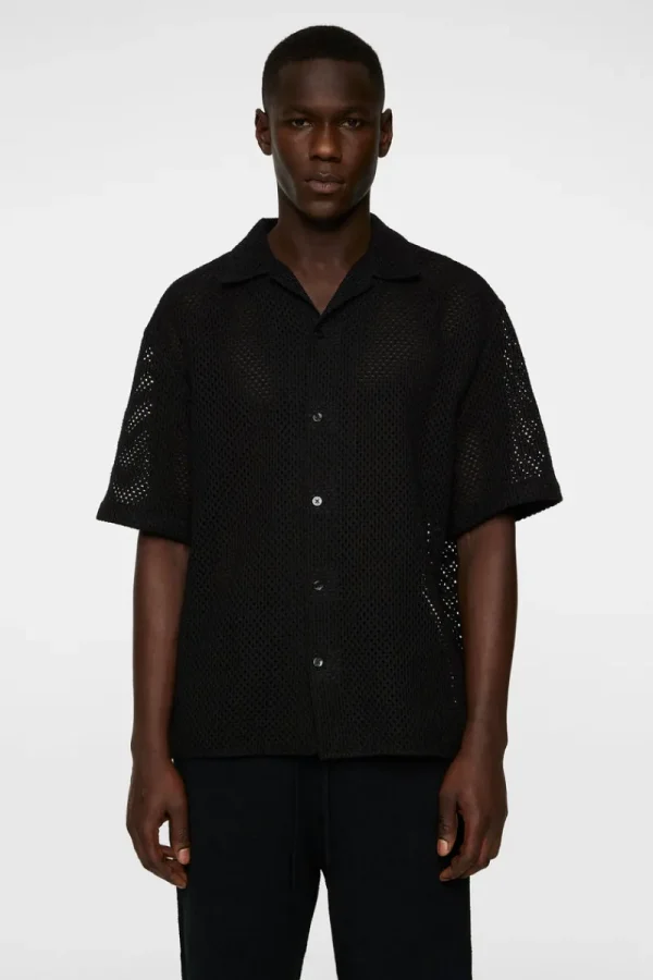 Överdelar | Skjortor-J.Lindeberg Ellis Crochet Shirt Black