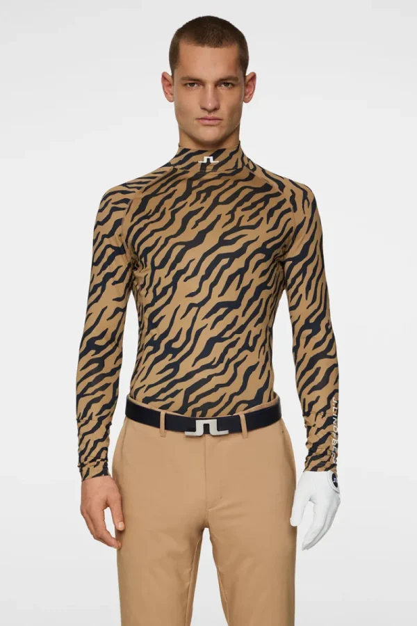 Golf | Överdelar-J.Lindeberg Ello Compression Print Tour Tiger Brown M