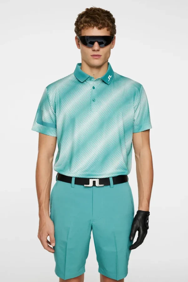 Golf | Pikétröjor-J.Lindeberg Heath Print Polo Comb Teal M