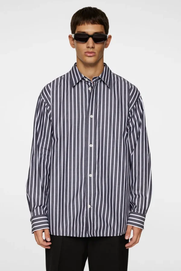 Överdelar | Skjortor-J.Lindeberg Howard Bold YD Stripe Shirt Black