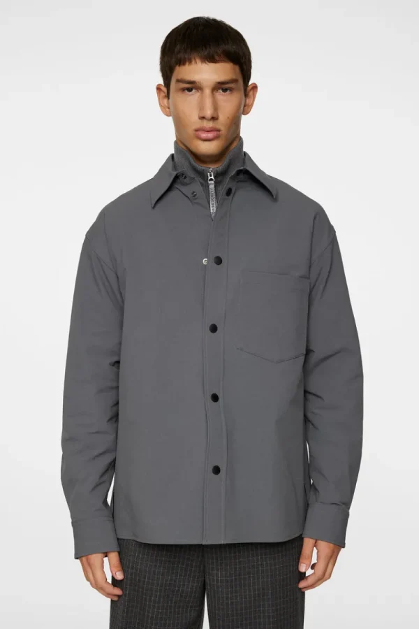 Jackor | Ytterkläder-J.Lindeberg Howard Tech Fleece Overshirt Lava Smoke