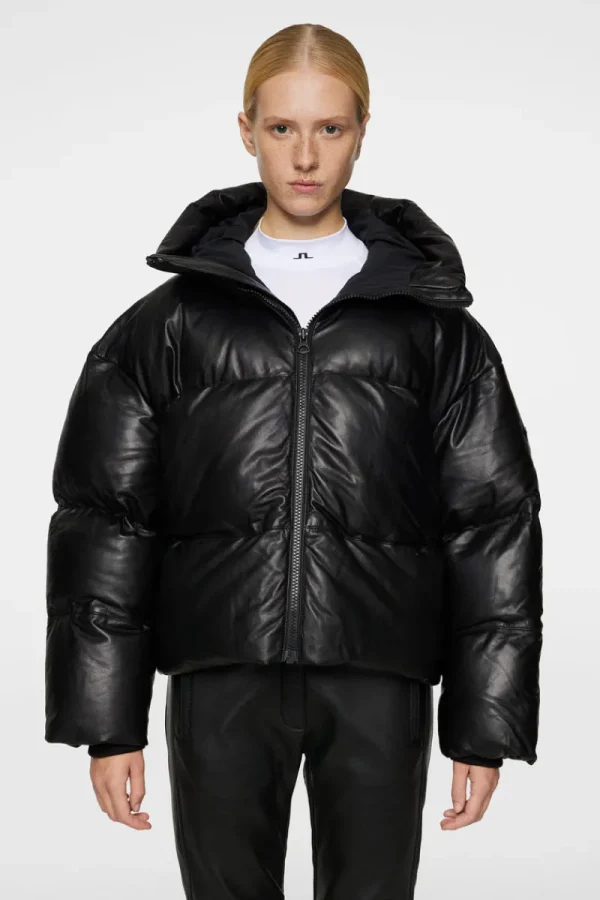 Ski | Jackor-J.Lindeberg Jolene Leather Padded Jacket Black