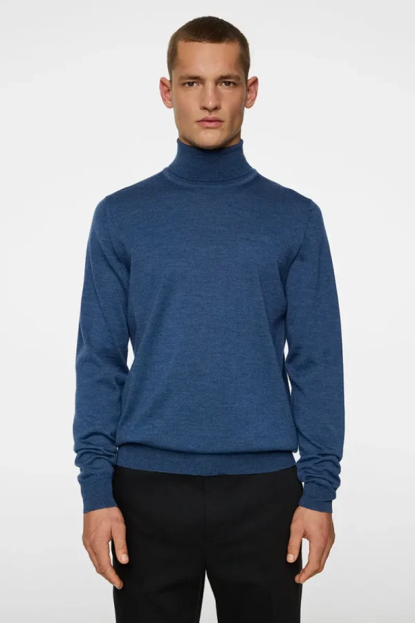 Stickat | Överdelar-J.Lindeberg Kaden Merino Turtle Neck Key Largo Melange