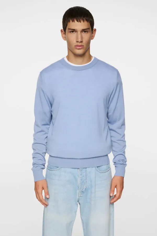 Stickat | Överdelar-J.Lindeberg Keane Light Merino Crew Neck Rain Washed