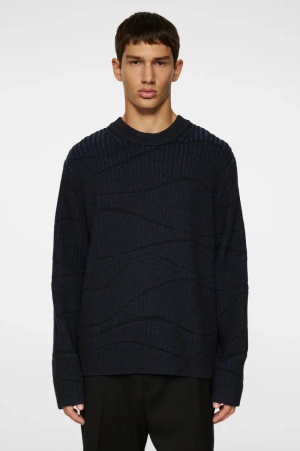 Stickat | Överdelar-J.Lindeberg Ken Resonance Jacquard Crew Key Largo