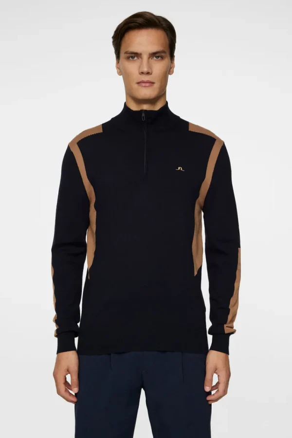 Golf | Stickat-J.Lindeberg Kendrick Knitted Zip Sweater Tigers Eye