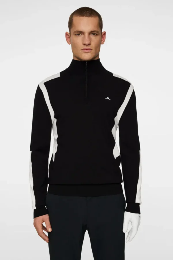 Golf | Stickat-J.Lindeberg Kendrick Knitted Zip Sweater Black