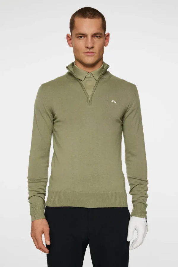 Golf | Stickat-J.Lindeberg Kian Zipped Sweater Oil Green