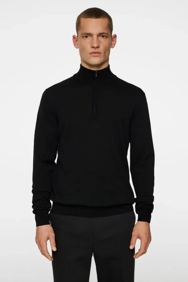 Stickat | Överdelar-J.Lindeberg Kiyan Merino Quarter Zip Black