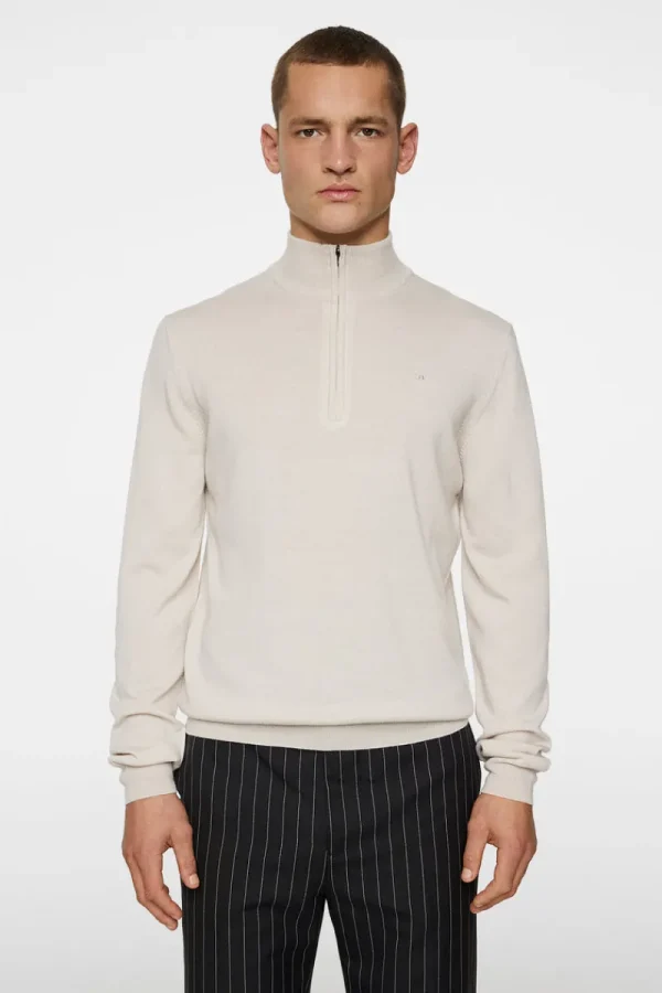 Stickat | Överdelar-J.Lindeberg Kiyan Merino Quarter Zip Moonbeam