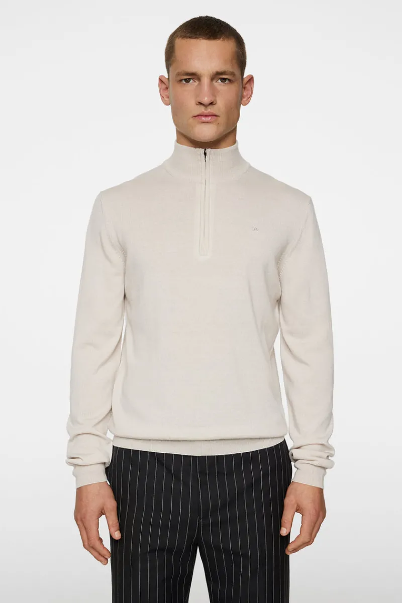 Stickat | Överdelar-J.Lindeberg Kiyan Merino Quarter Zip Moonbeam