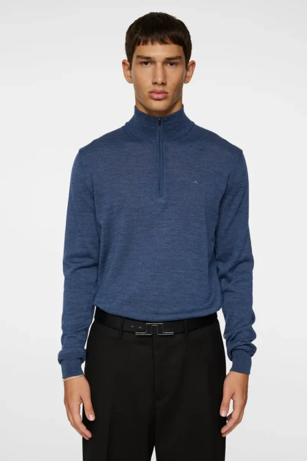 Överdelar | Stickat-J.Lindeberg Kiyan Merino Quarter Zip Key Largo Melange