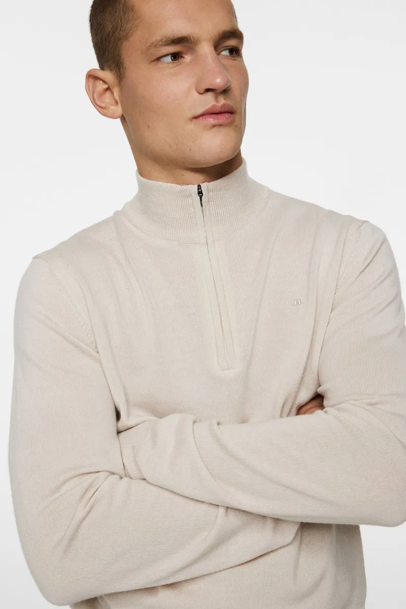 Stickat | Överdelar-J.Lindeberg Kiyan Merino Quarter Zip Moonbeam