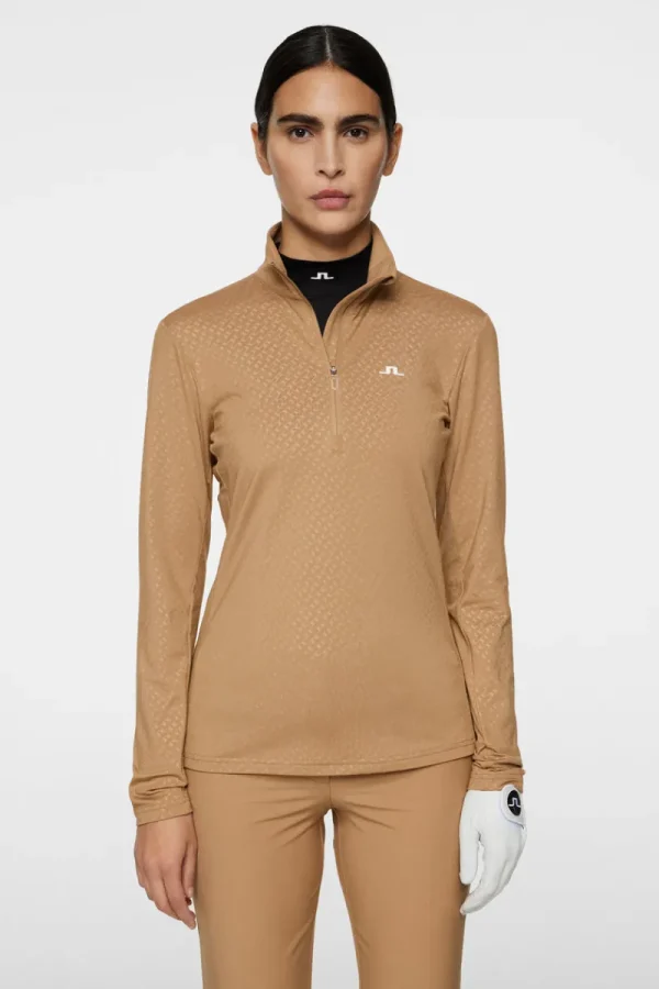 Golf | Bas- Och Mellanlager-J.Lindeberg Lauryn Quarter Zip Mid Layer Tigers Eye