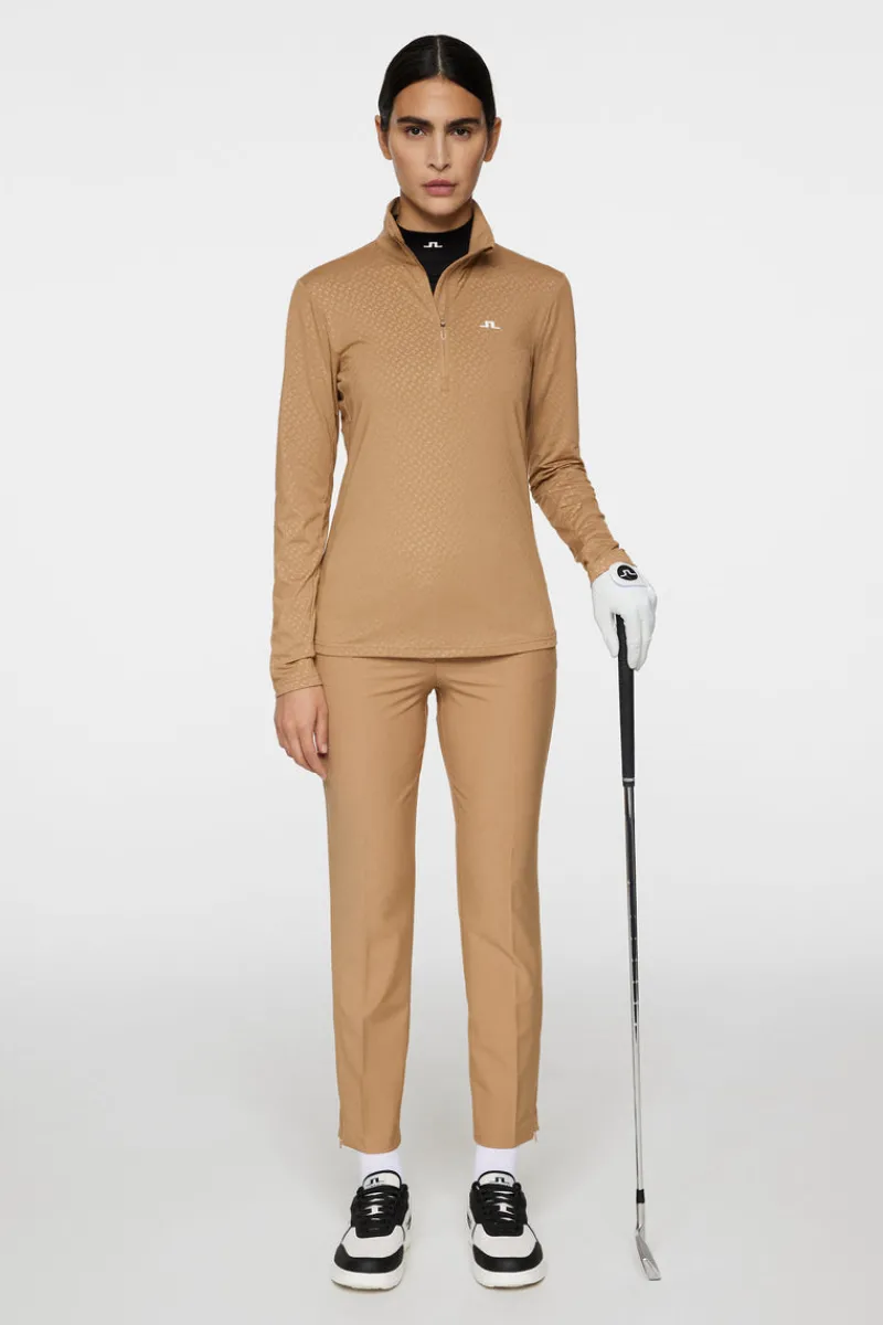 Golf | Bas- Och Mellanlager-J.Lindeberg Lauryn Quarter Zip Mid Layer Tigers Eye