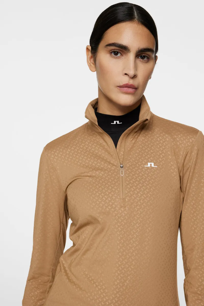 Golf | Bas- Och Mellanlager-J.Lindeberg Lauryn Quarter Zip Mid Layer Tigers Eye