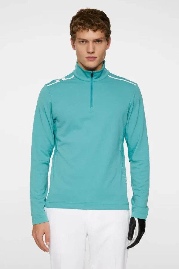 Golf | Bas- Och Mellanlager-J.Lindeberg Leon Quarter Zip Mid Layer Teal