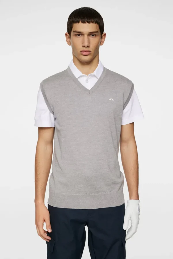 Golf | Stickat-J.Lindeberg Liam Knitted Vest Light Grey Melange