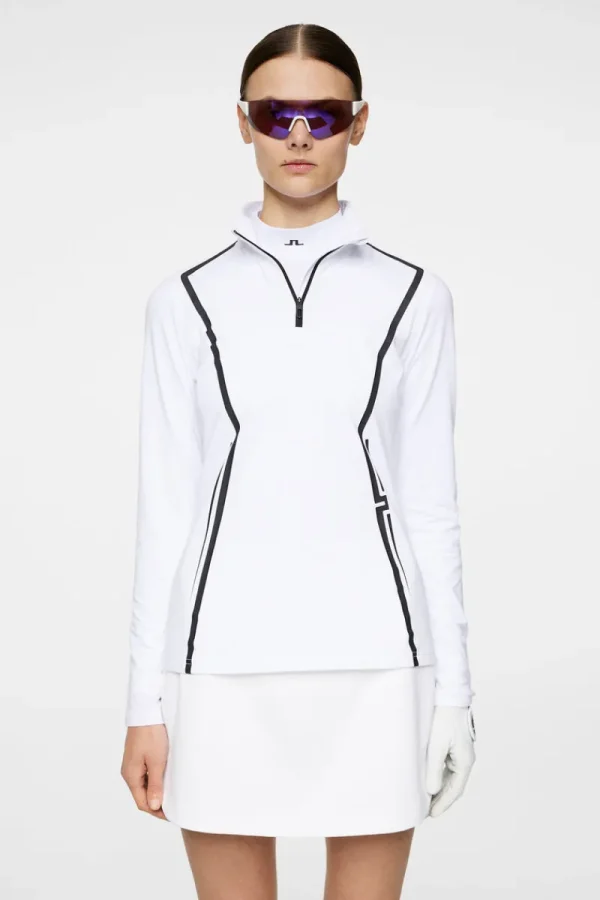 Golf | Bas- Och Mellanlager-J.Lindeberg Lina Quarter Zip Mid Layer White