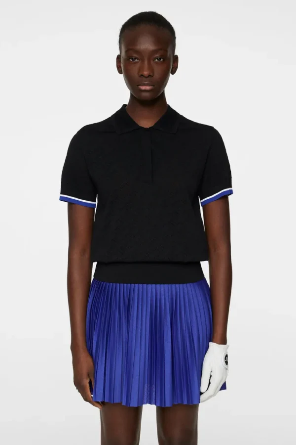 Golf | Stickat-J.Lindeberg Lomi Knitted Polo Shirt Black